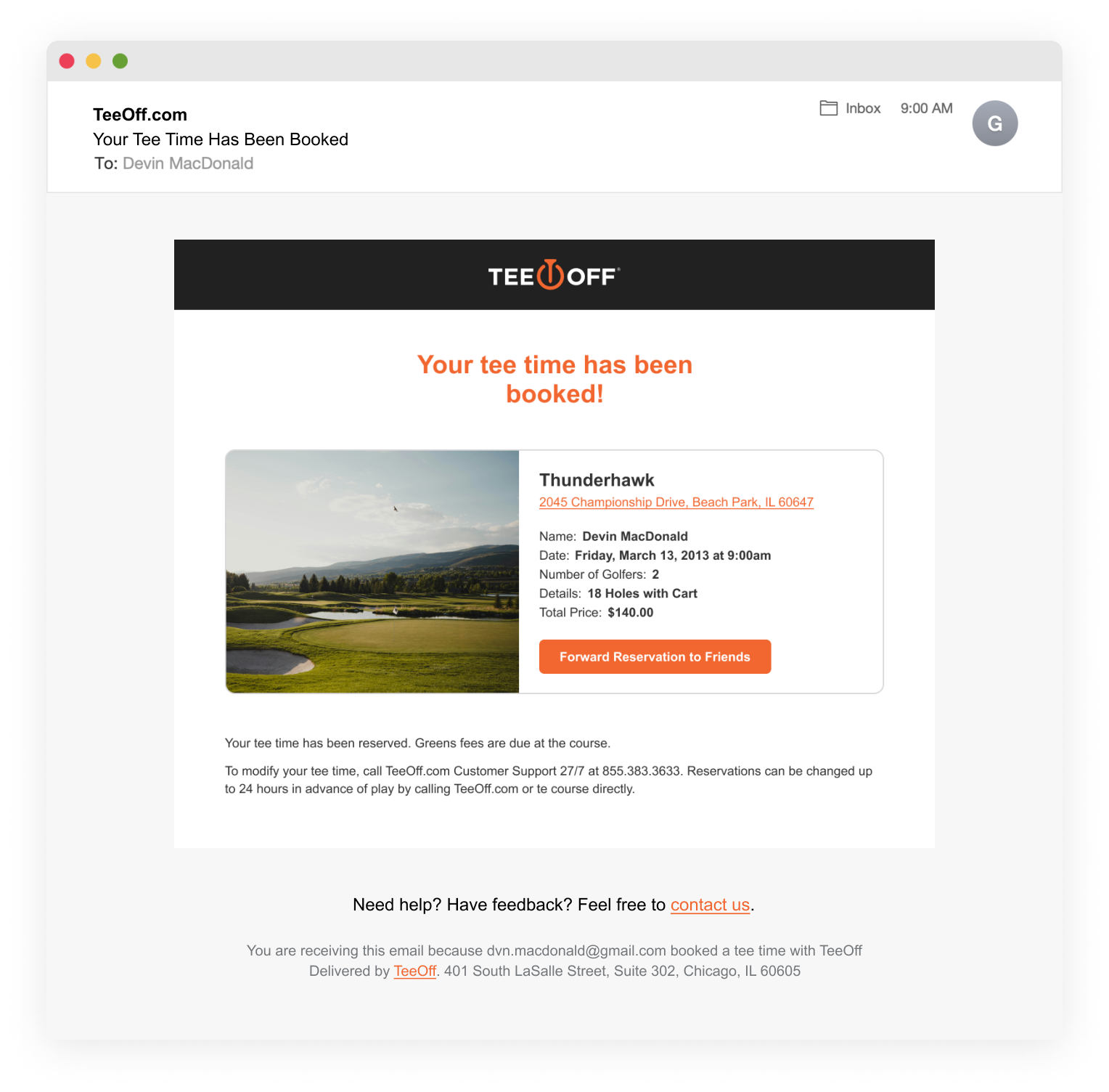 TeeOff Email