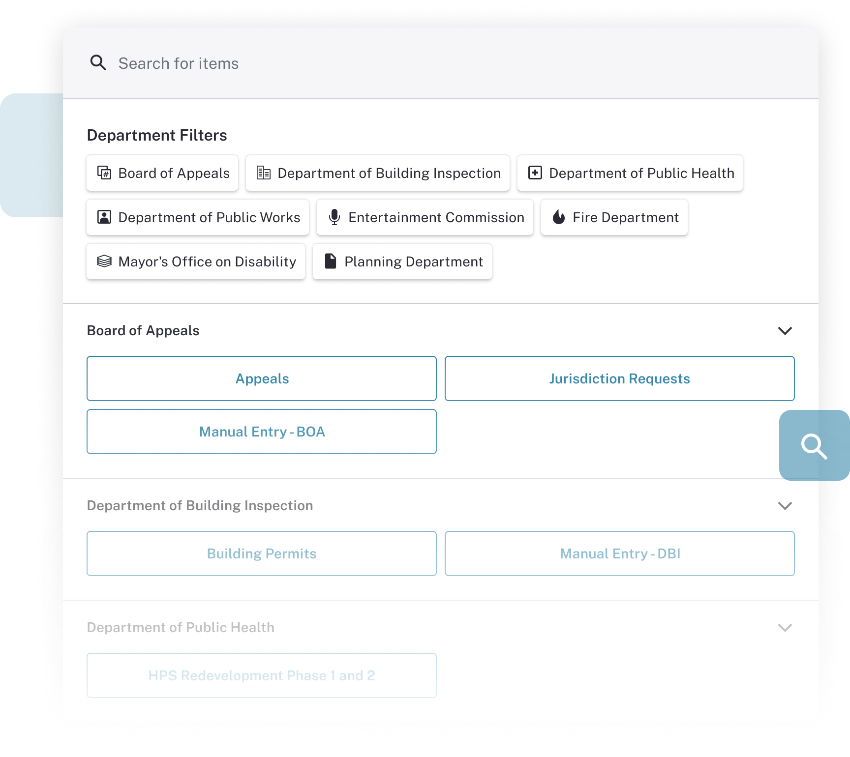 Point of Sale Item Search Interface